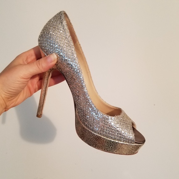 JIMMY CHOO Champagne Glitter "Luna" Heels...RARE! - Picture 8 of 11